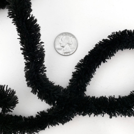 Wired Yarn Trim in Black ~ Soft and Fluffy ~ 1 yd.